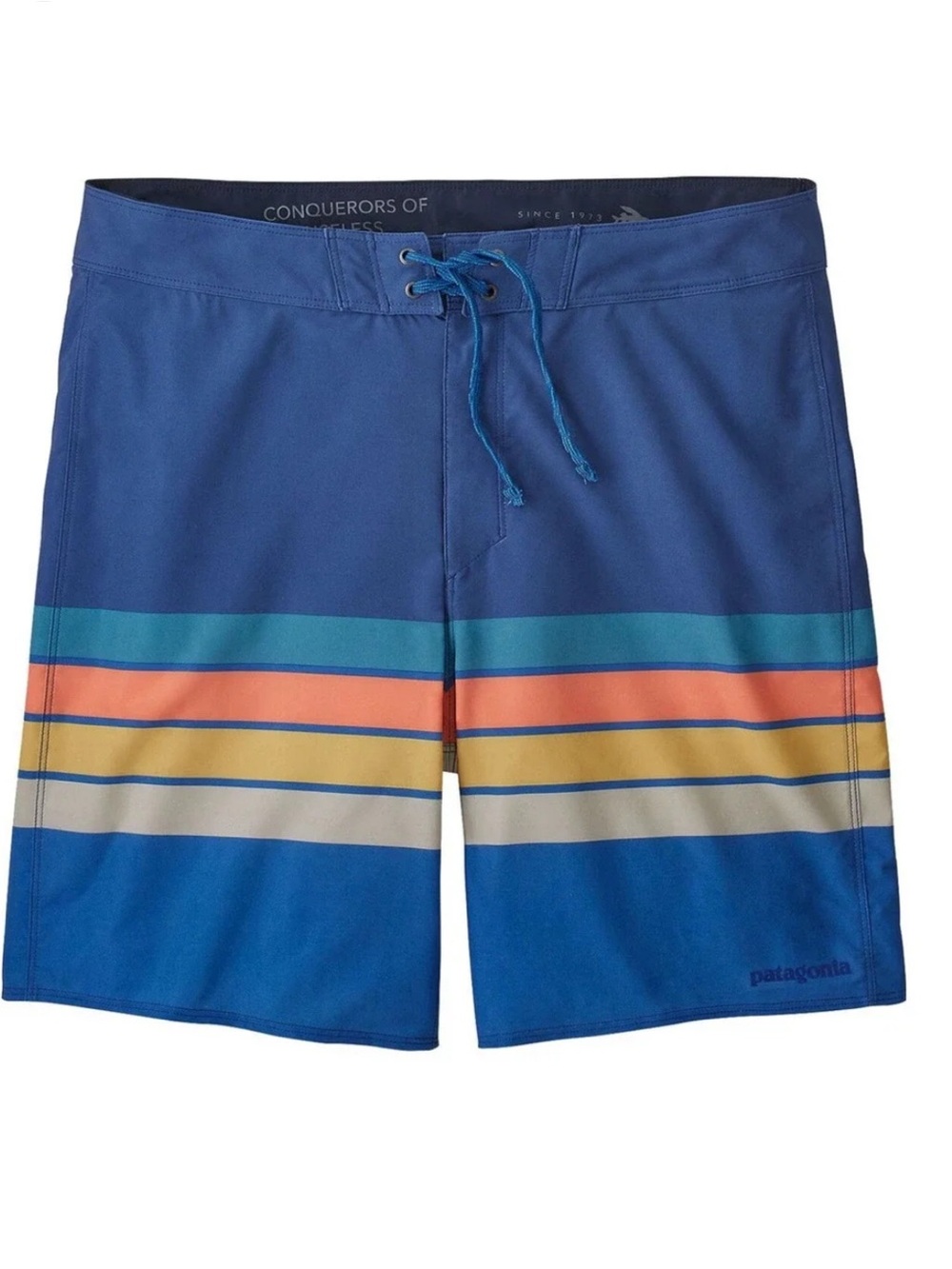 Patagonia Superior Blue Santa Cruz Stripe Board Shorts Swim Trunks Swimsuit- 42